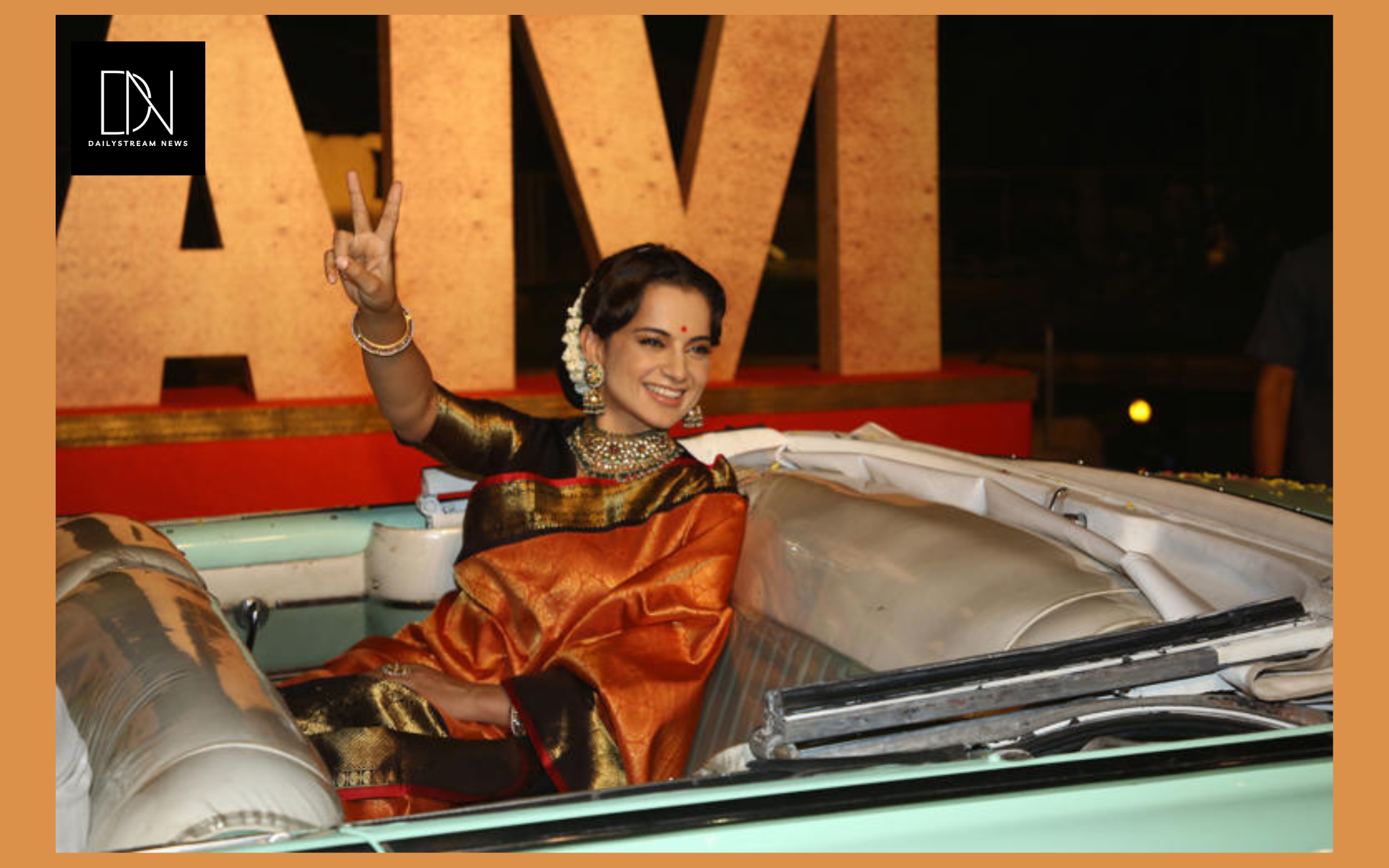 Kangana Ranaut sitting in the car.