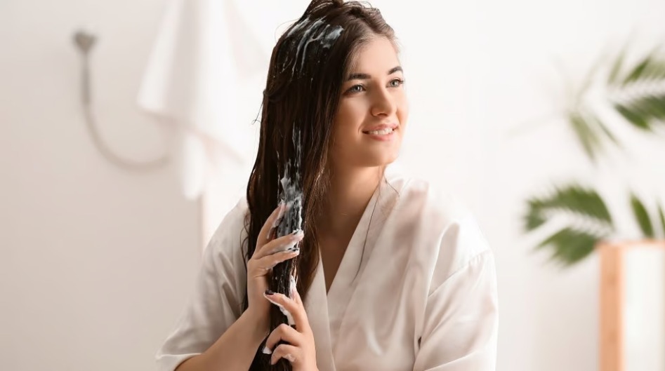 women applying diy hair masks on hair